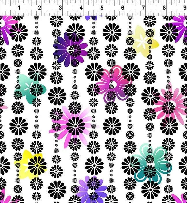 A Groovy Garden Flower Stripe in Purple - Mercury Craft Co.