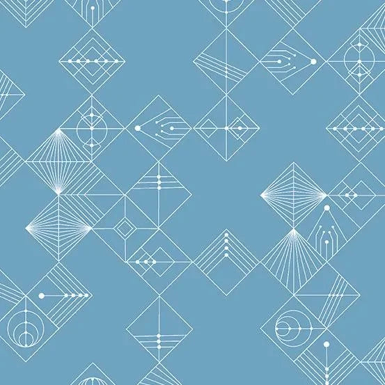 Century Prints Deco Tiles in Chambray Blue - Mercury Craft Co.