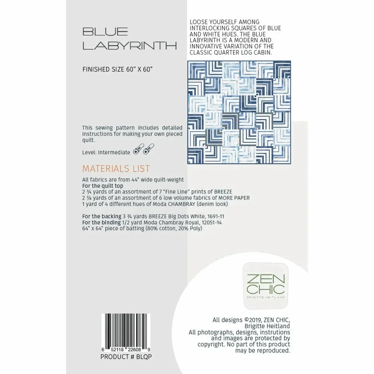 Blue Labyrinth Quilt Pattern - Mercury Craft Co.