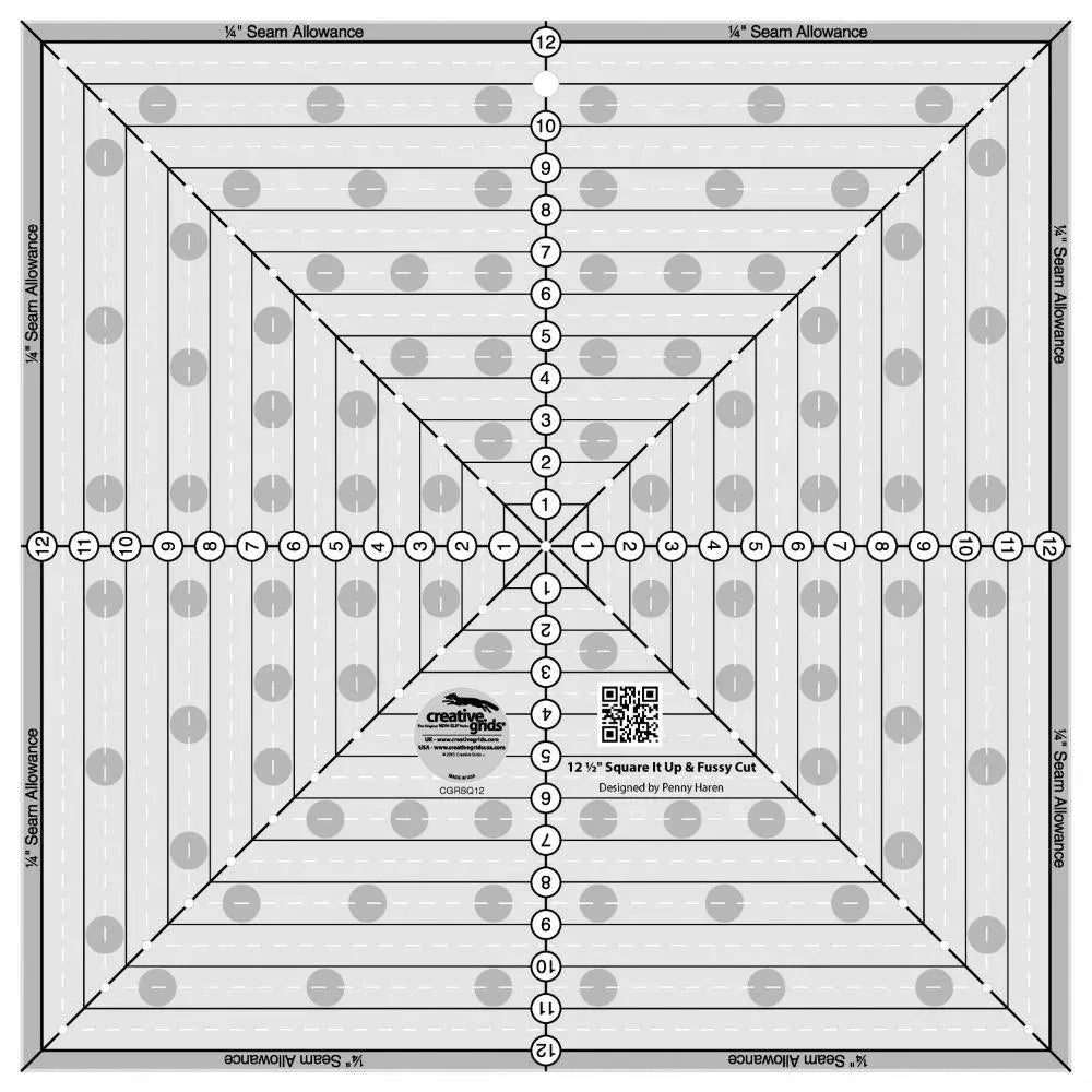 12 1/2" Square It Up & Fussy Cut Ruler - Mercury Craft Co.