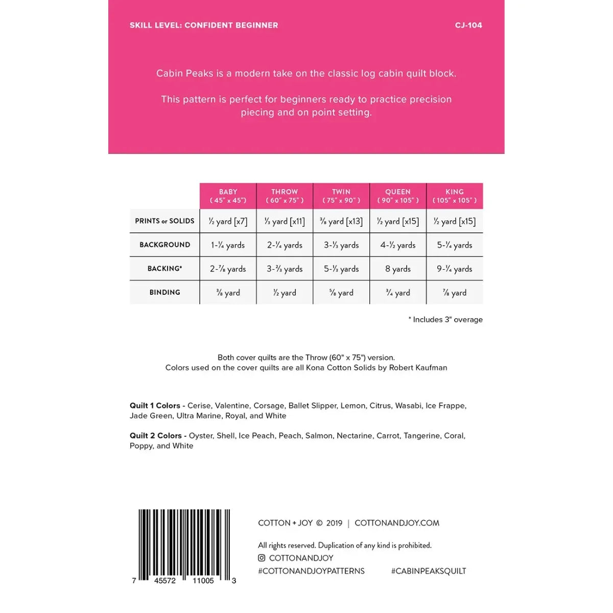 Cabin Peaks Quilt Pattern - Mercury Craft Co.