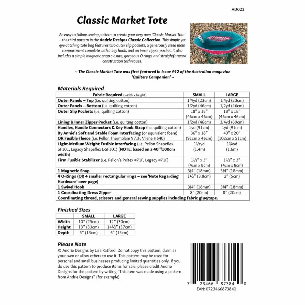 Classic Market Tote Pattern - Mercury Craft Co.