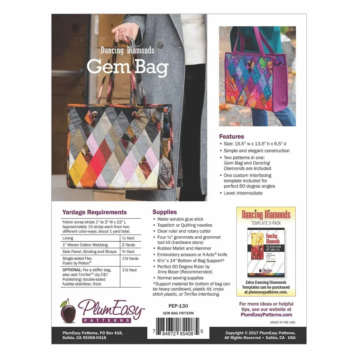 Dancing Diamonds Gem Bag Pattern - Mercury Craft Co.