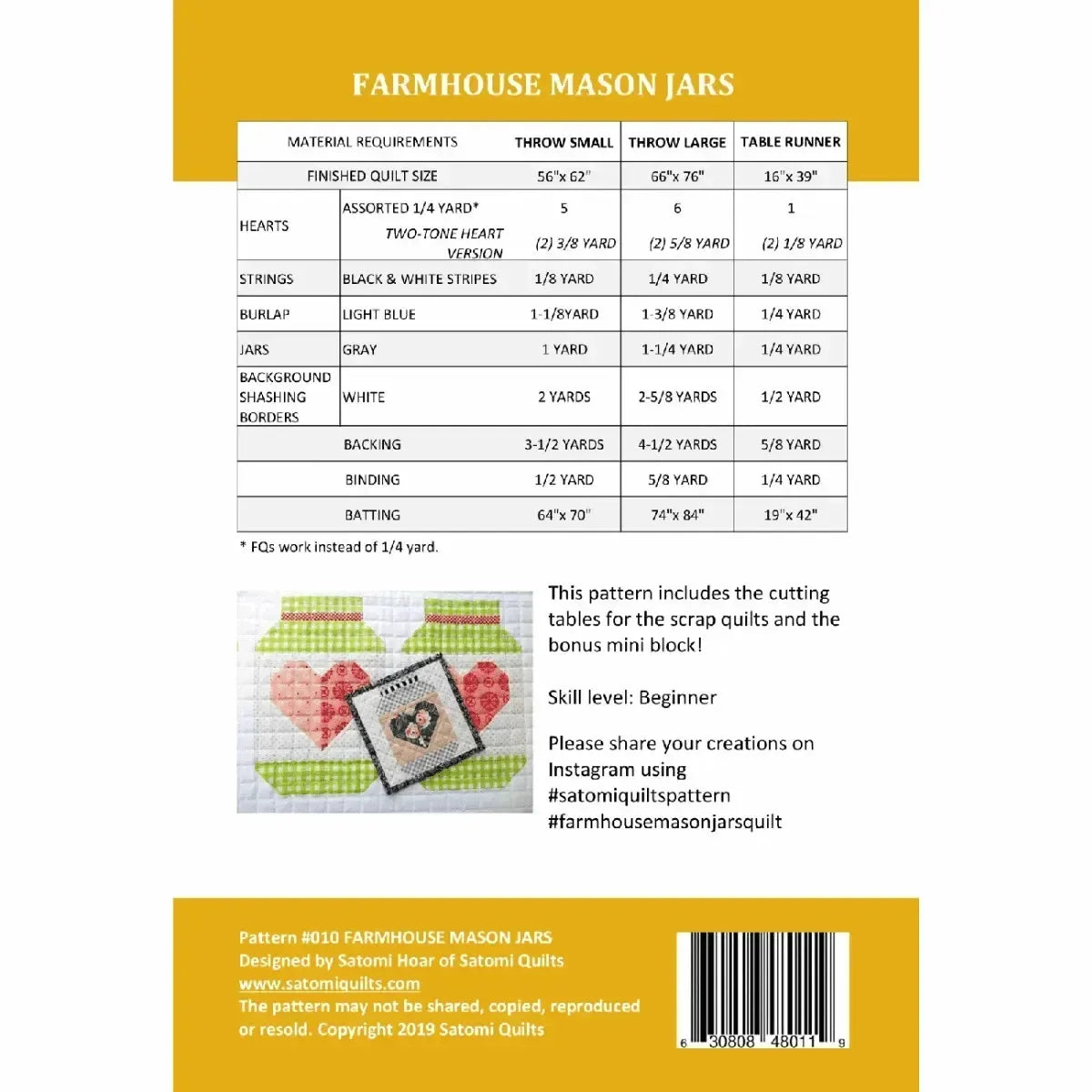 Farmhouse Mason Jars Quilt Pattern - Mercury Craft Co.