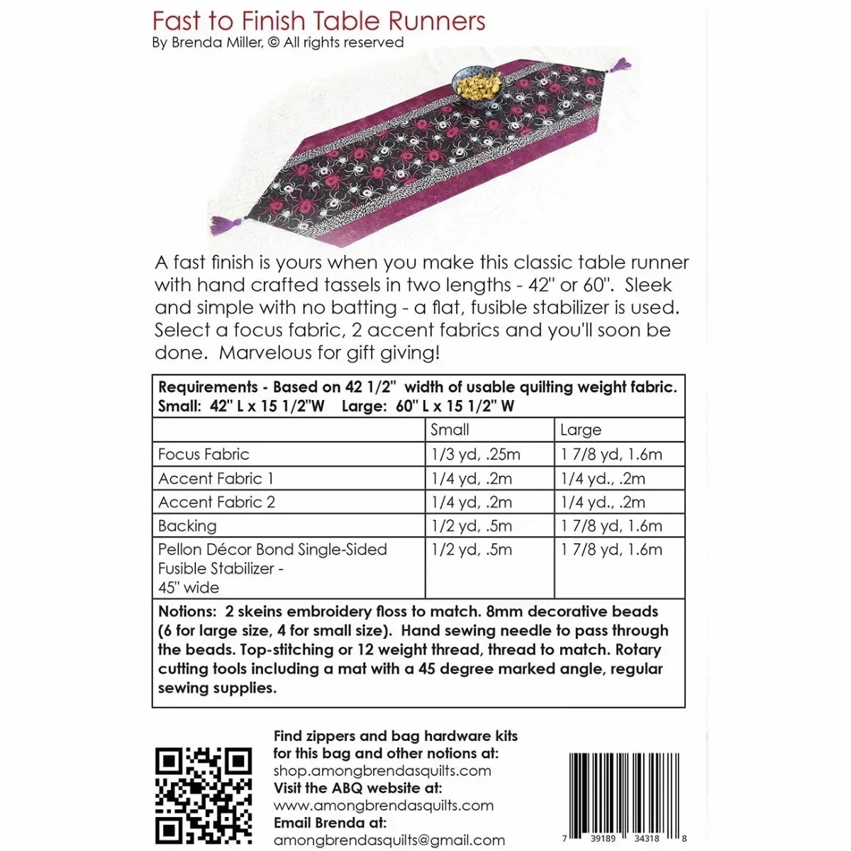 Fast to Finish Table Runners Pattern - Mercury Craft Co.