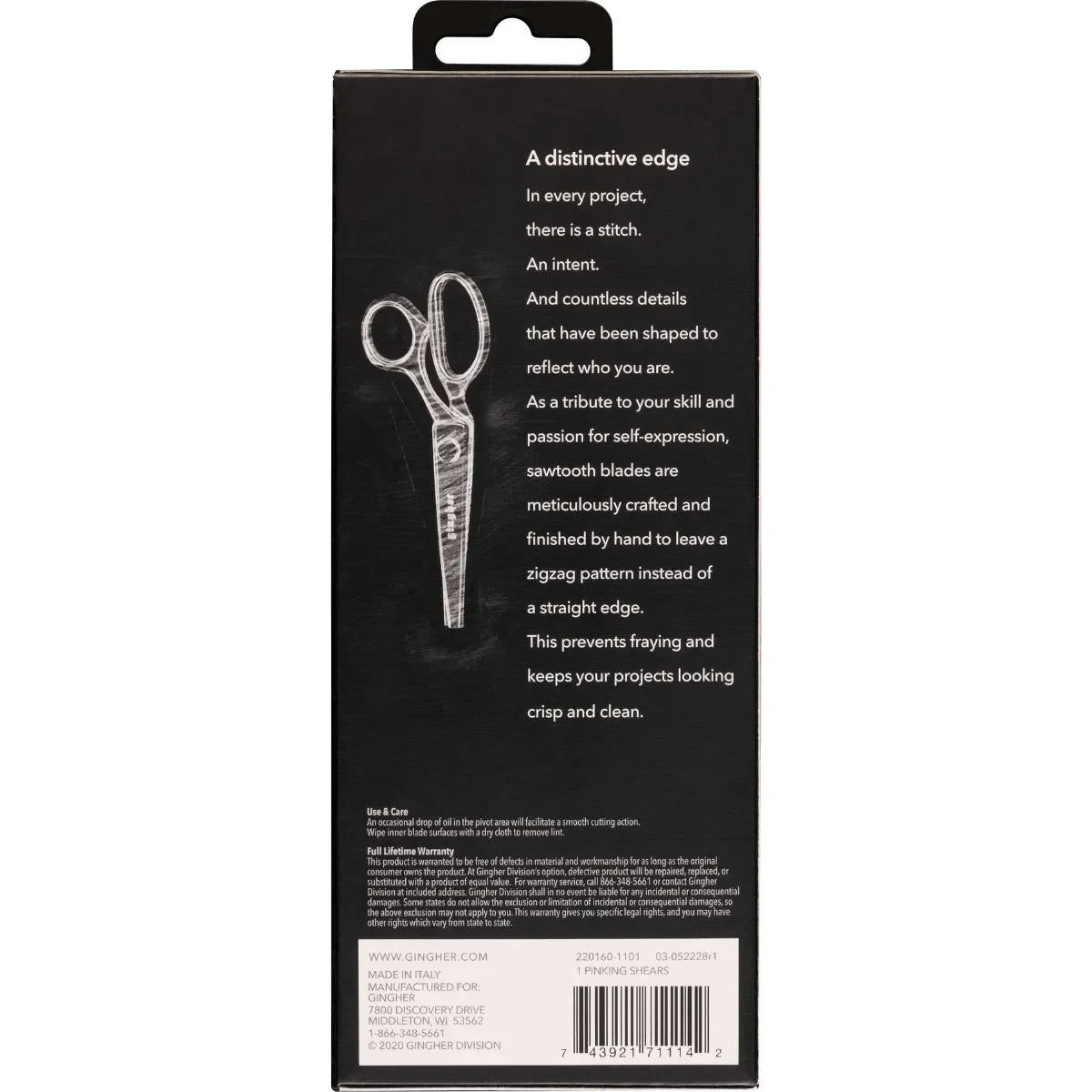 Gingher 7 1/2" Pinking Shears - Mercury Craft Co.