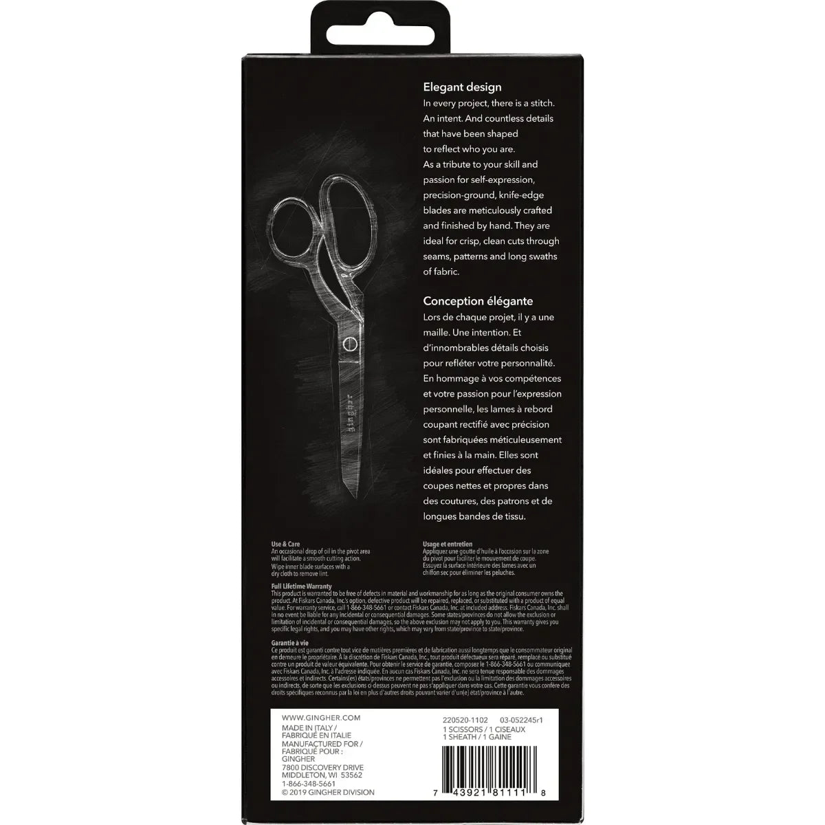 Gingher 8" Knife Edge Dressmaker Shears - Mercury Craft Co.