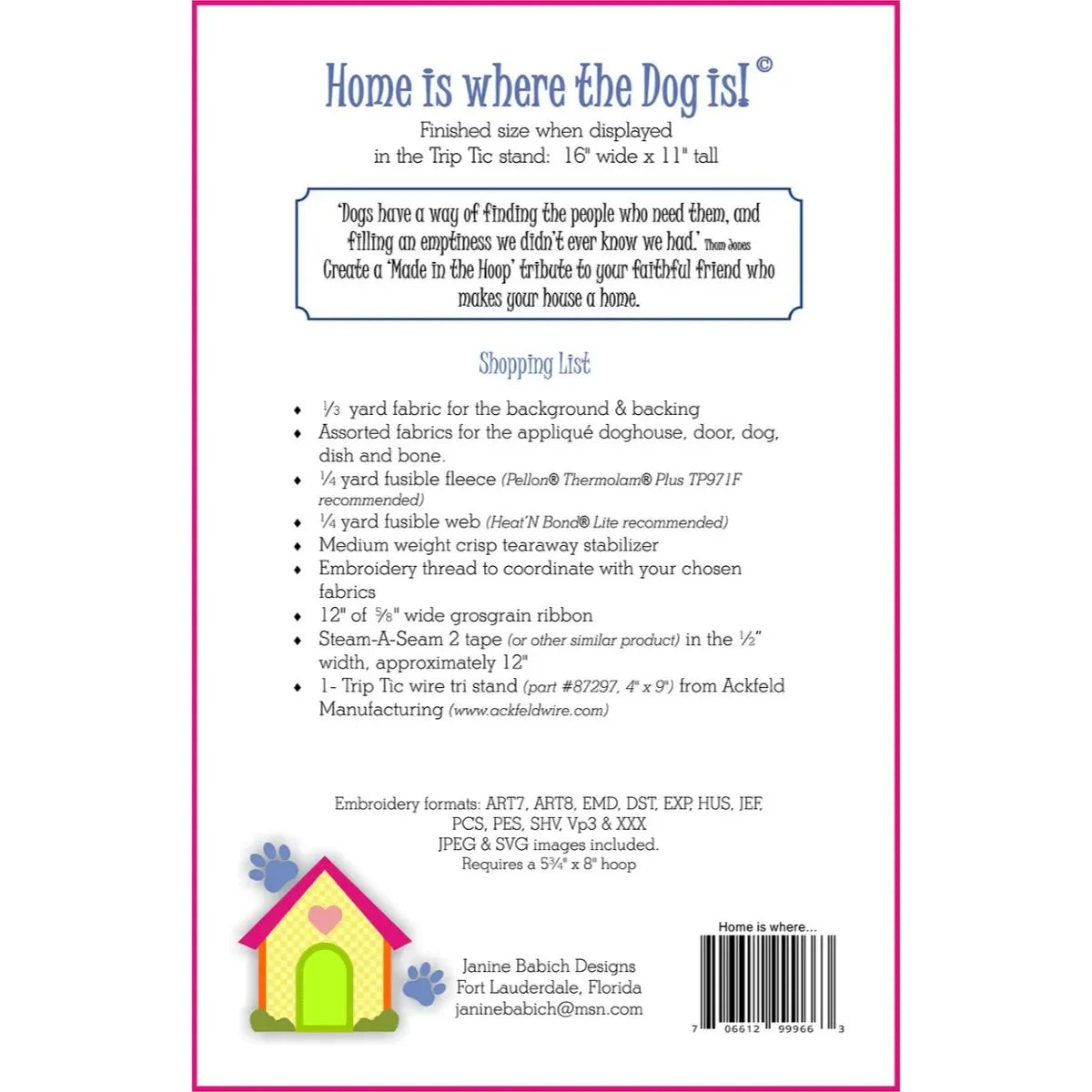 Home Is Where The Dog Is Table Top Embroidery Pattern - Mercury Craft Co.