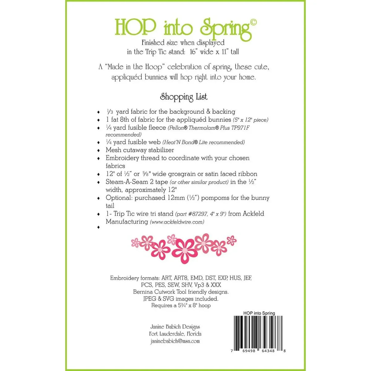 Hop Into Spring Table Top Embroidery Pattern - Mercury Craft Co.