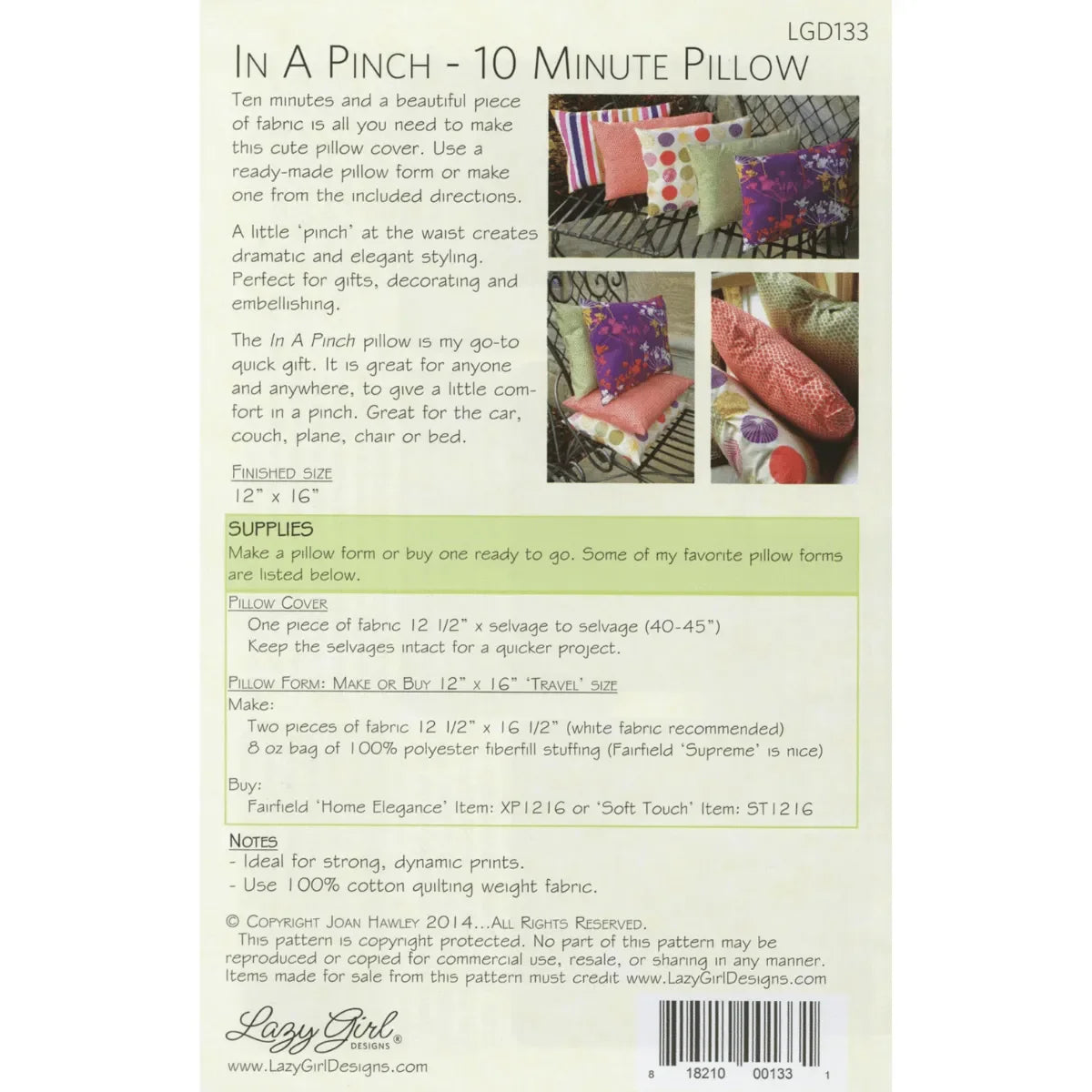 In A Pinch 10 Minute Pillow Pattern - Mercury Craft Co.