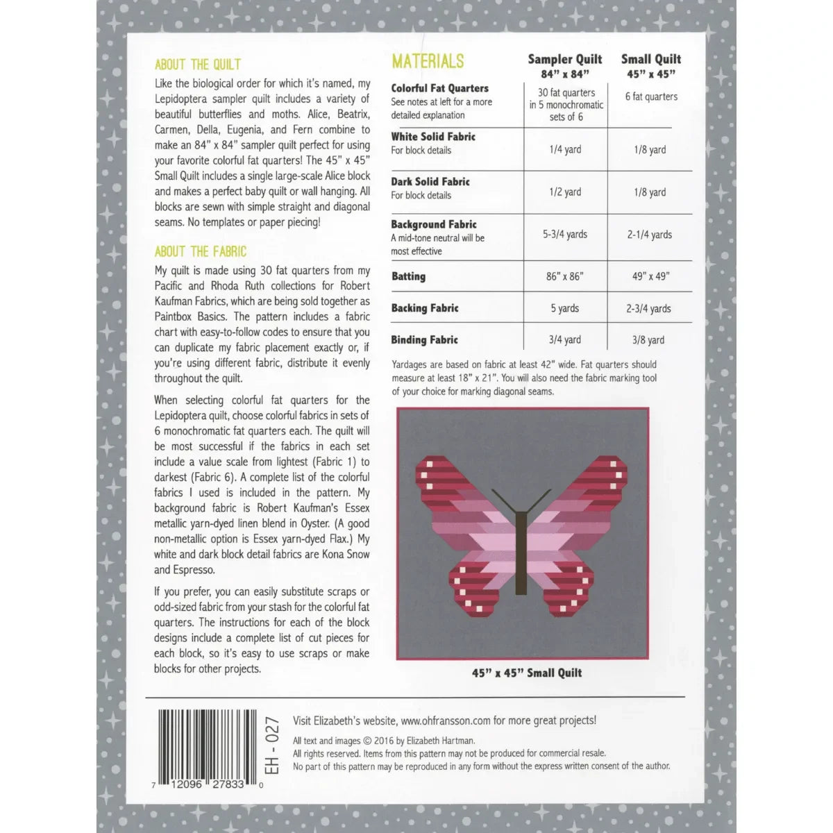 Lepidoptera Quilt Pattern - Mercury Craft Co.