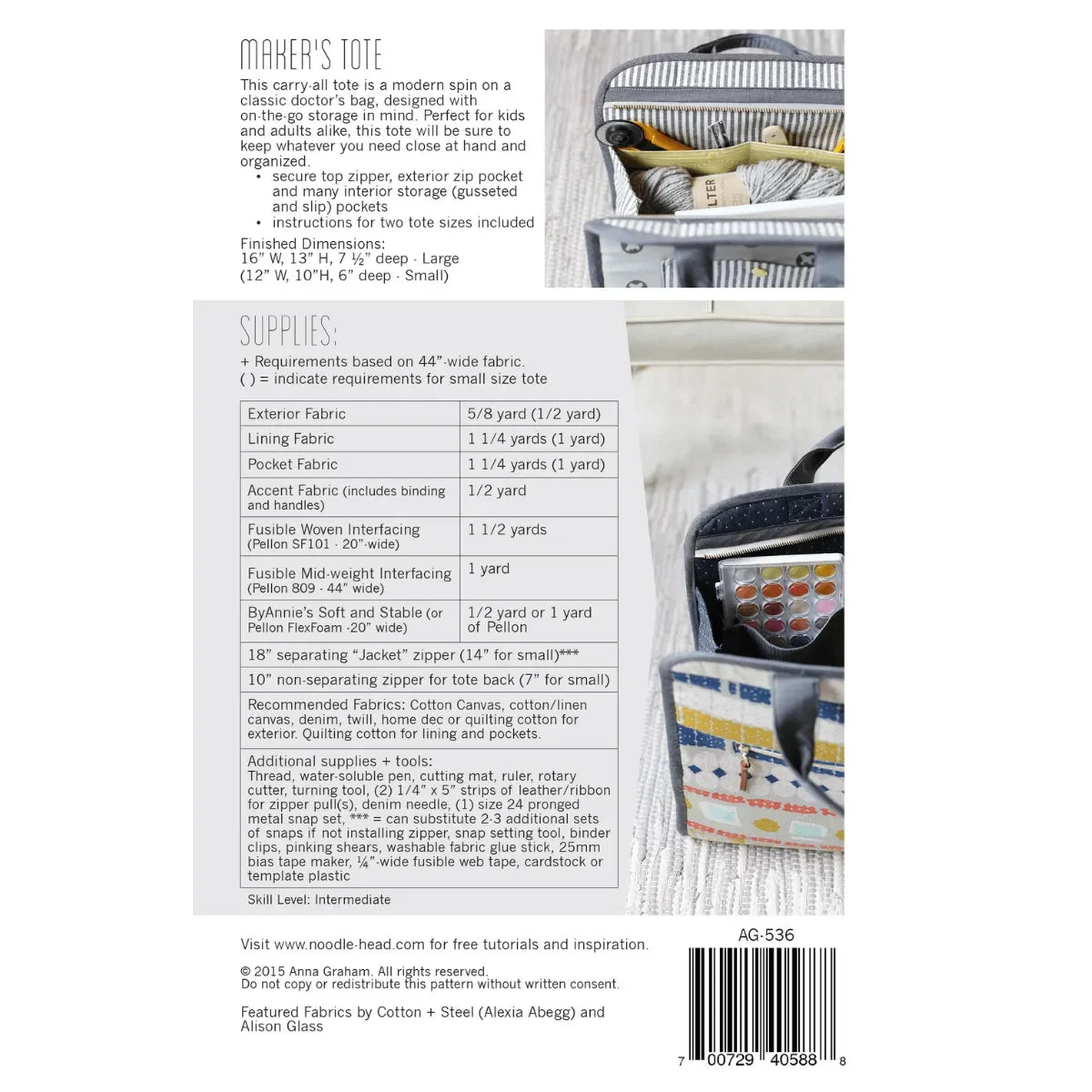 Maker's Tote Pattern - Mercury Craft Co.