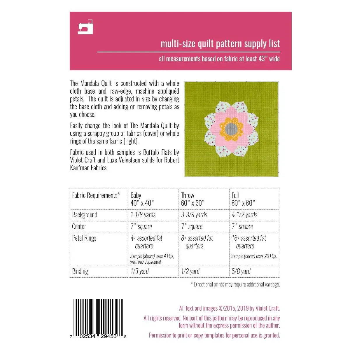 Mandala Quilt Pattern - Mercury Craft Co.