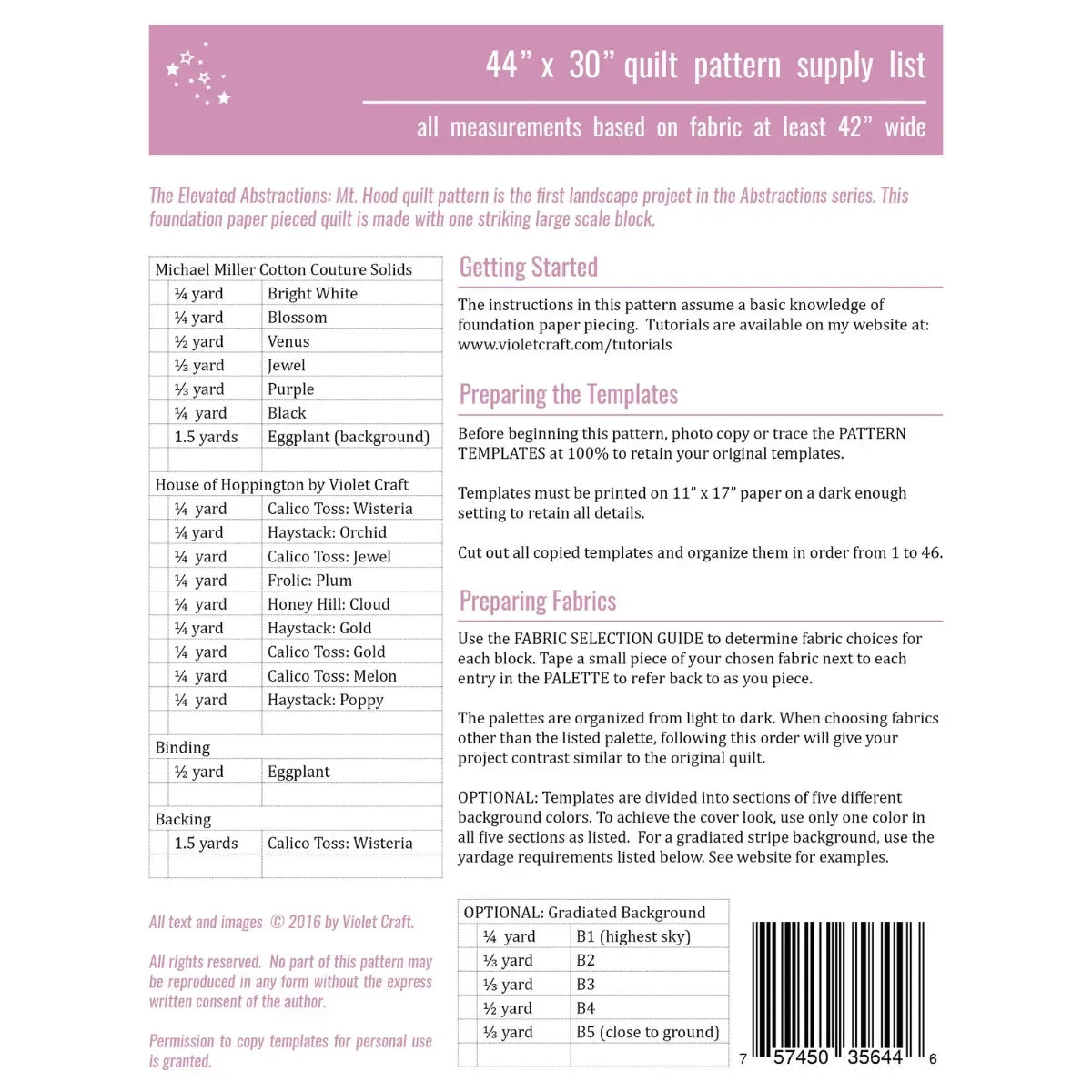 The Elevated Abstractions: Mt. Hood Quilt Pattern - Mercury Craft Co.