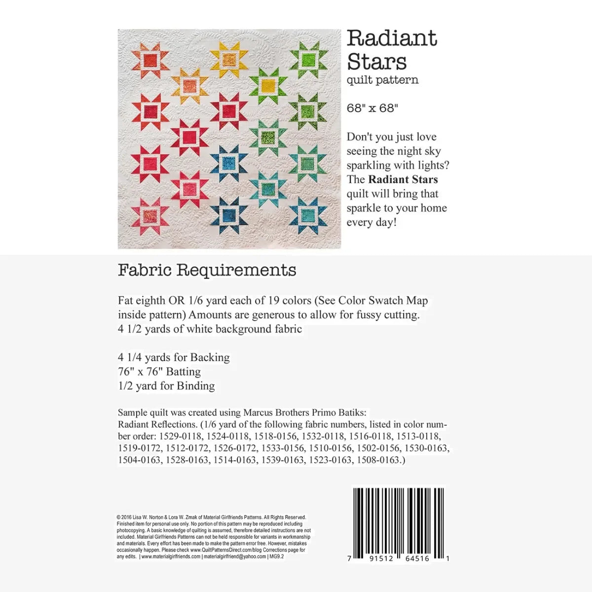 Radiant Stars Quilt Pattern - Mercury Craft Co.