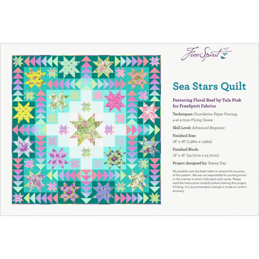 Colorful quilt pattern with 'FreeSpirit' branding on a white background