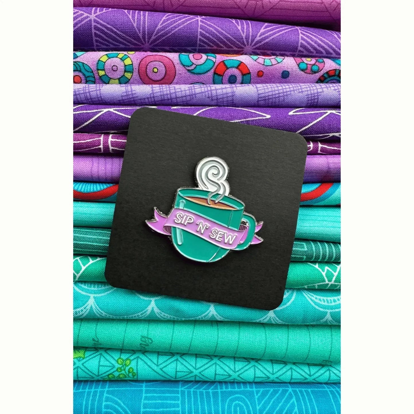 Sip 'N' Sew Mug Enamel Pin - Mercury Craft Co.