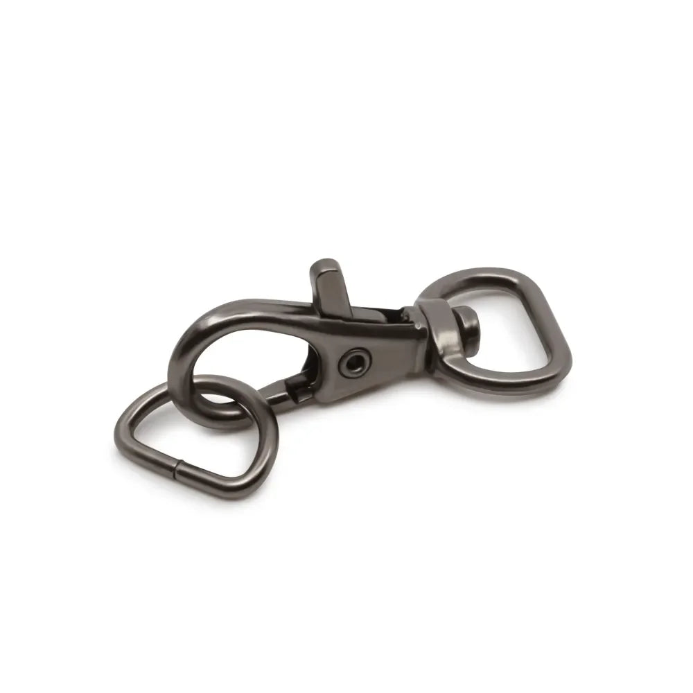 Small Swivel Hook & D-Ring in Gunmetal - Mercury Craft Co.