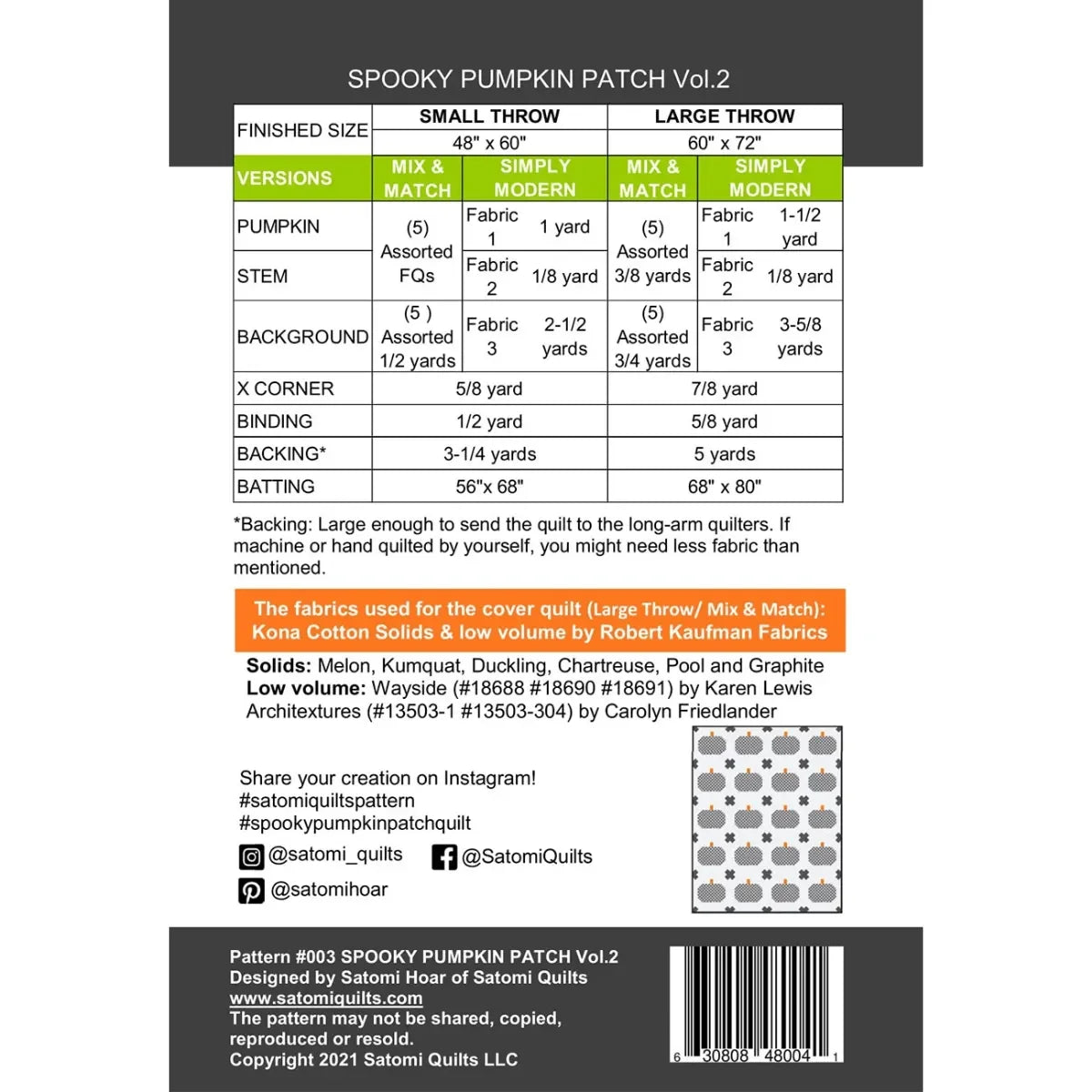 Spooky Pumpkin Patch Vol. 2 Quilt Pattern - Mercury Craft Co.