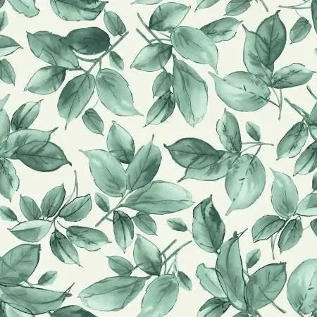 Watercolor Hydrangeas Teal Leaves - Mercury Craft Co.