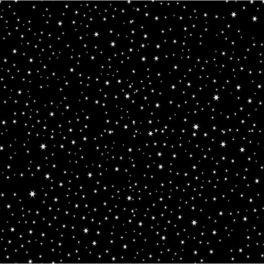 Bright white stars scattered across a deep black background.