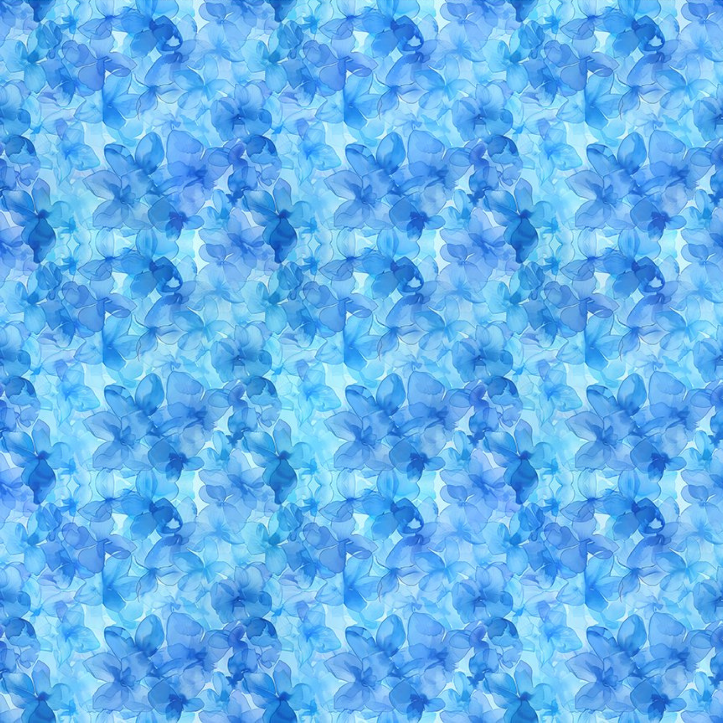 Pattern of blue flowers on a blue background