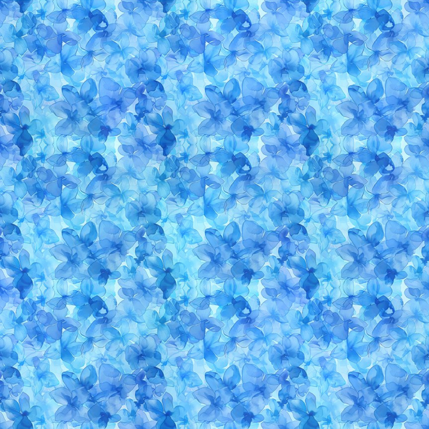 Pattern of blue flowers on a blue background
