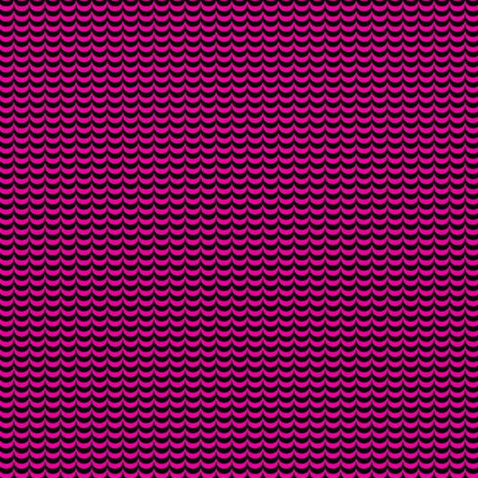 A repeating scallop pattern in black over a bright magenta background