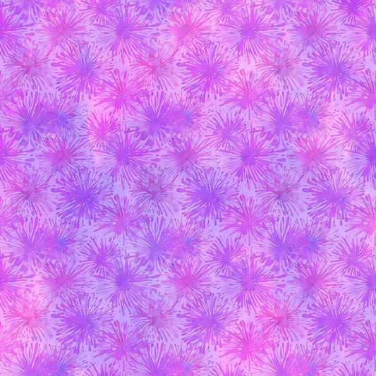 Patterned fabric with pink and purple starburst design