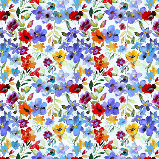 Colorful floral pattern on a white background