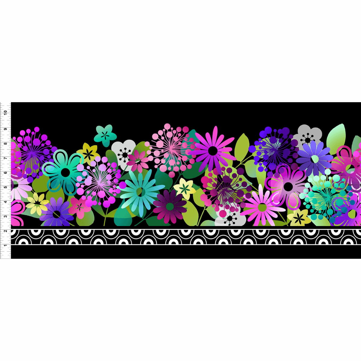 A Groovy Garden Floral Border in Purple