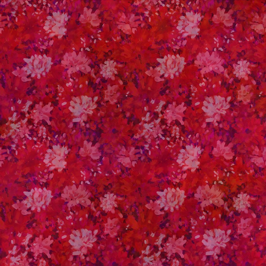 Floral pattern with pink flowers on a red background