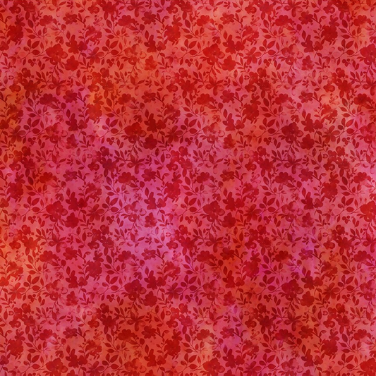 Red and pink floral patterned fabric