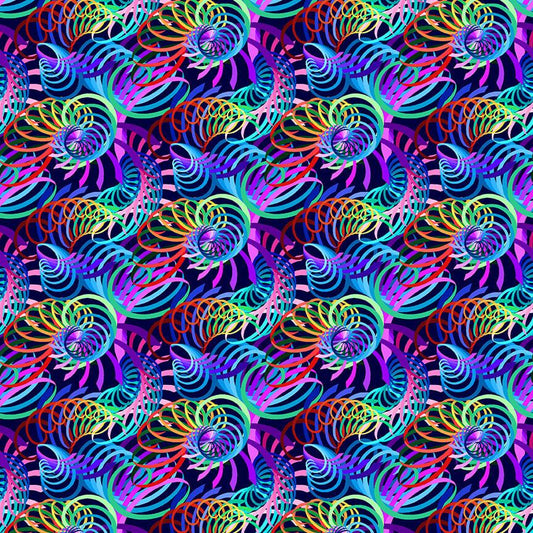 Fractal Flowers Spirals in Indigo