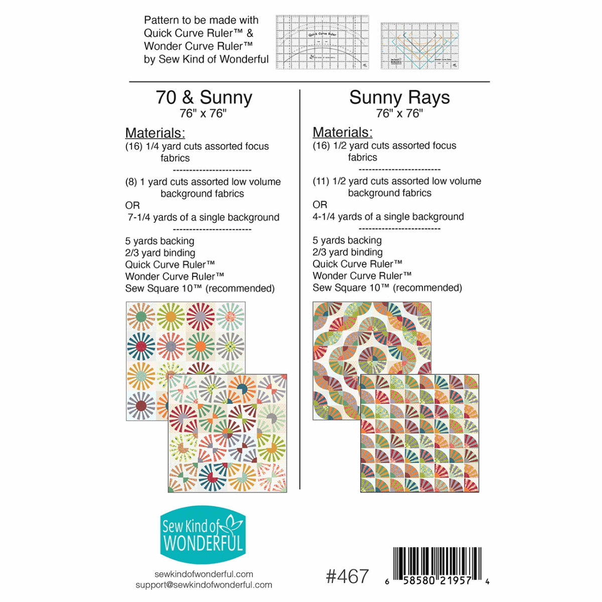 70 & Sunny/Sunny Rays Quilt Pattern