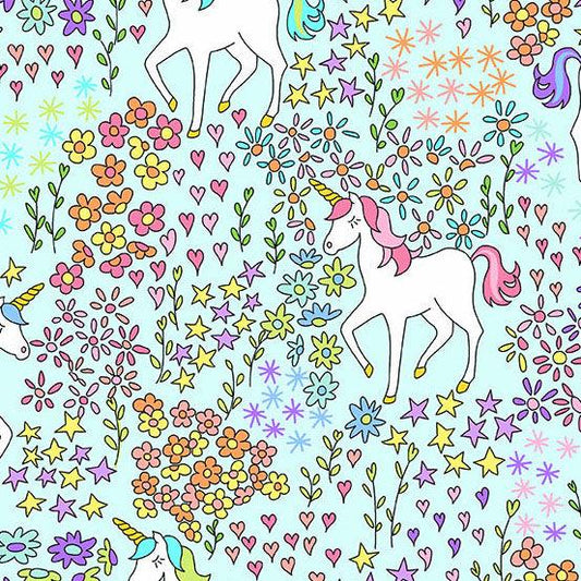 Believe Unicorn Field in Light Blue