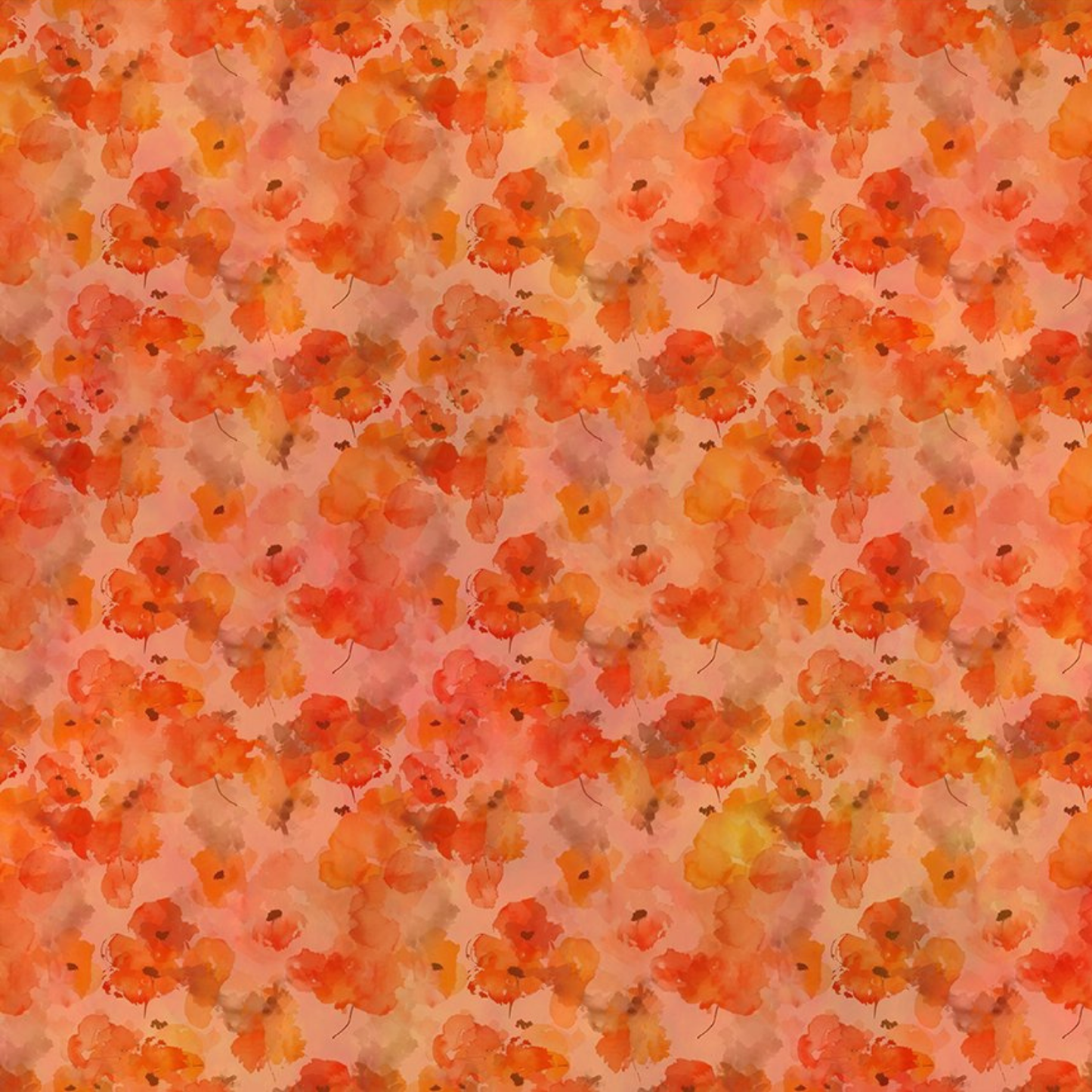 Pattern of orange and red flowers on a pink background