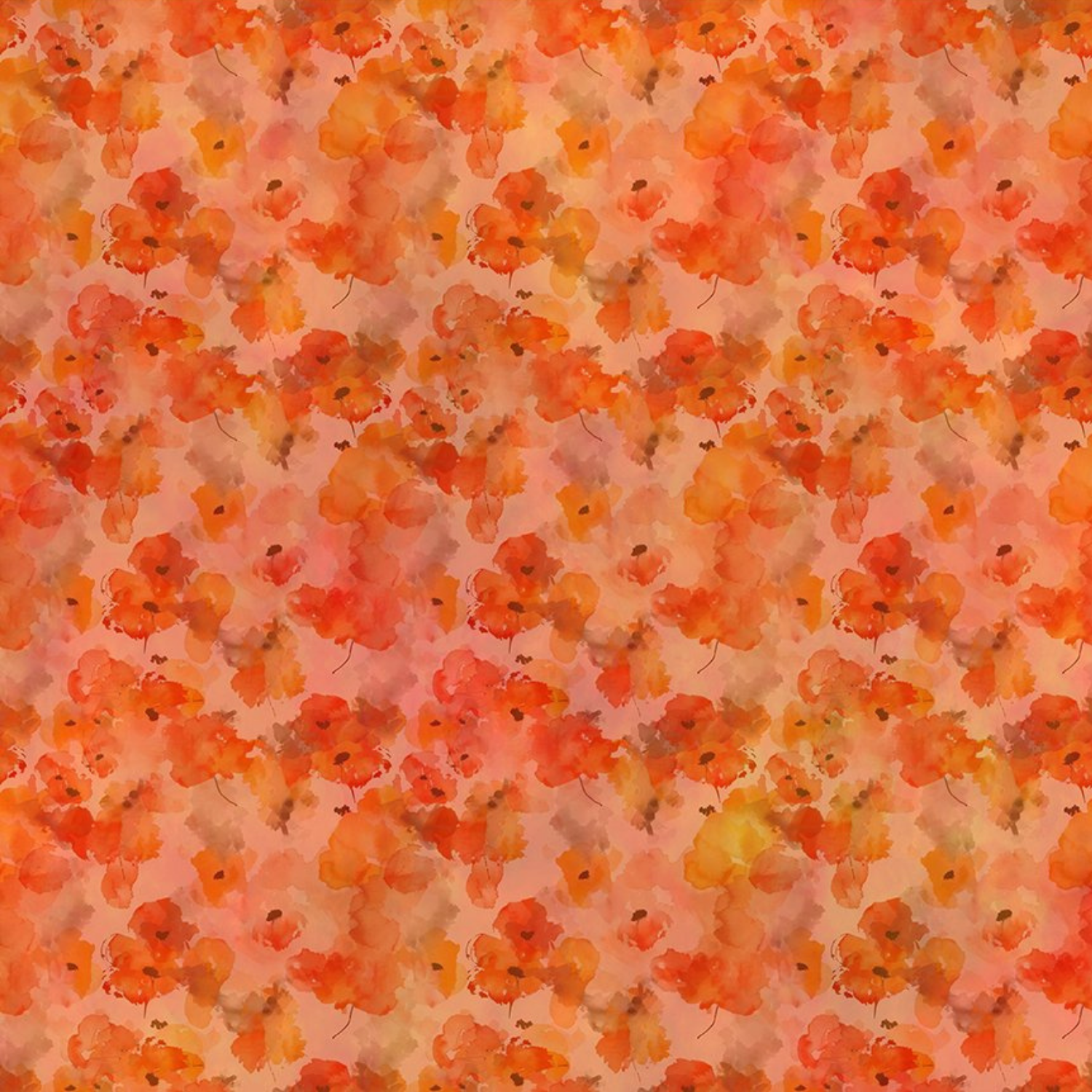 Pattern of orange and red flowers on a pink background