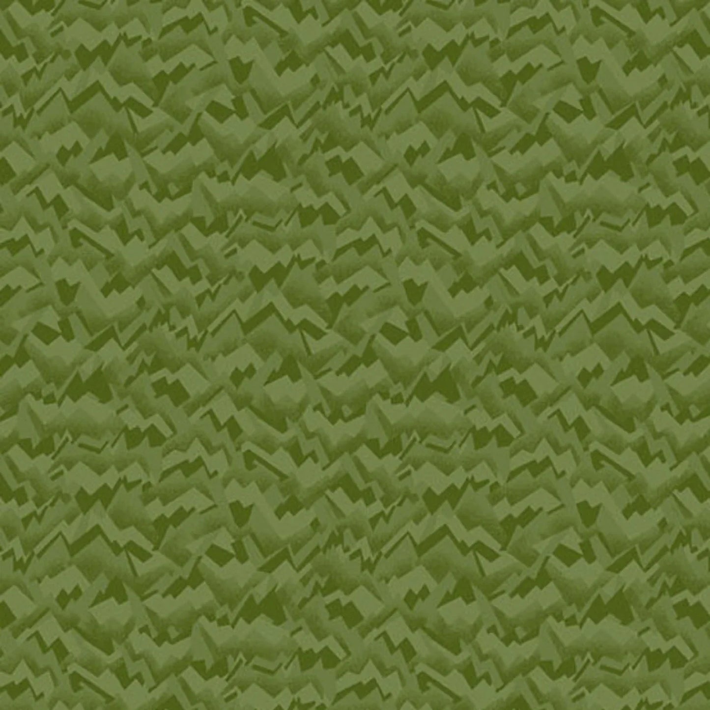 An abstract, fragmented and jagged texture in layered shades of pale olive, chartreuse, and evergreen.