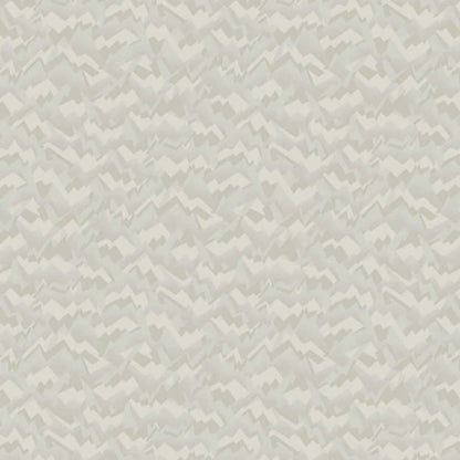 A fabric swatch featuring an abstract, fragmented and jagged texture in layered shades of soft birch grey, smoky taupe, and warm cream.