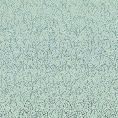 A repeating pattern of densely packed, layered leaves, shading from dark teal into a bright, cool blue on a pale, ice-blue background.