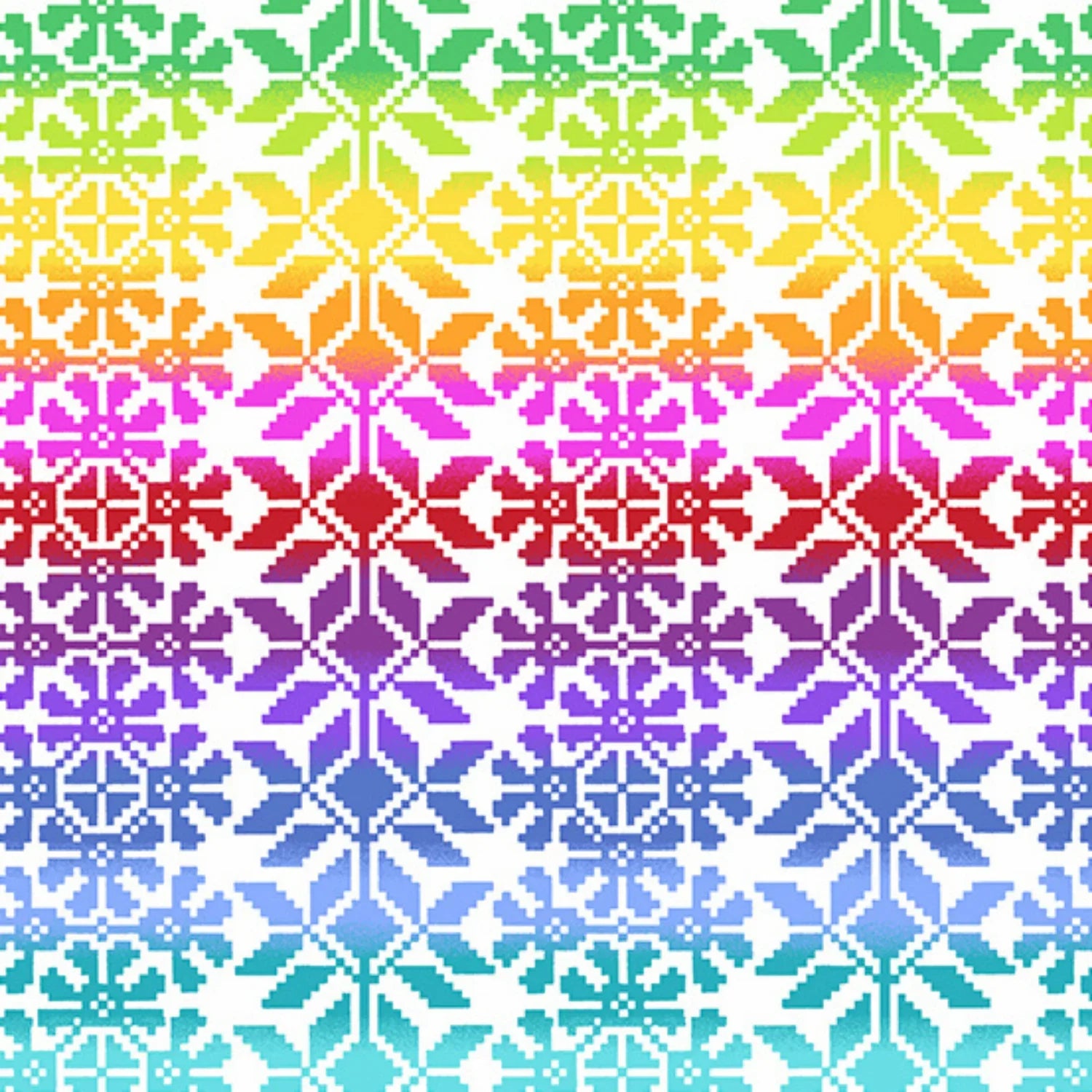 Colorful geometric pattern with a rainbow gradient on a white background