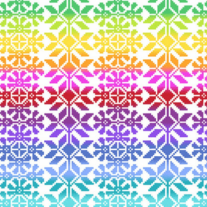 Colorful geometric pattern with a rainbow gradient on a white background