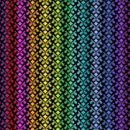 Colorful geometric pattern with a rainbow gradient on a black background