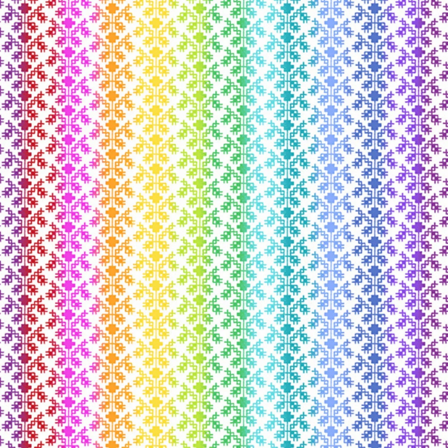 Colorful geometric pattern with a rainbow gradient on a white background