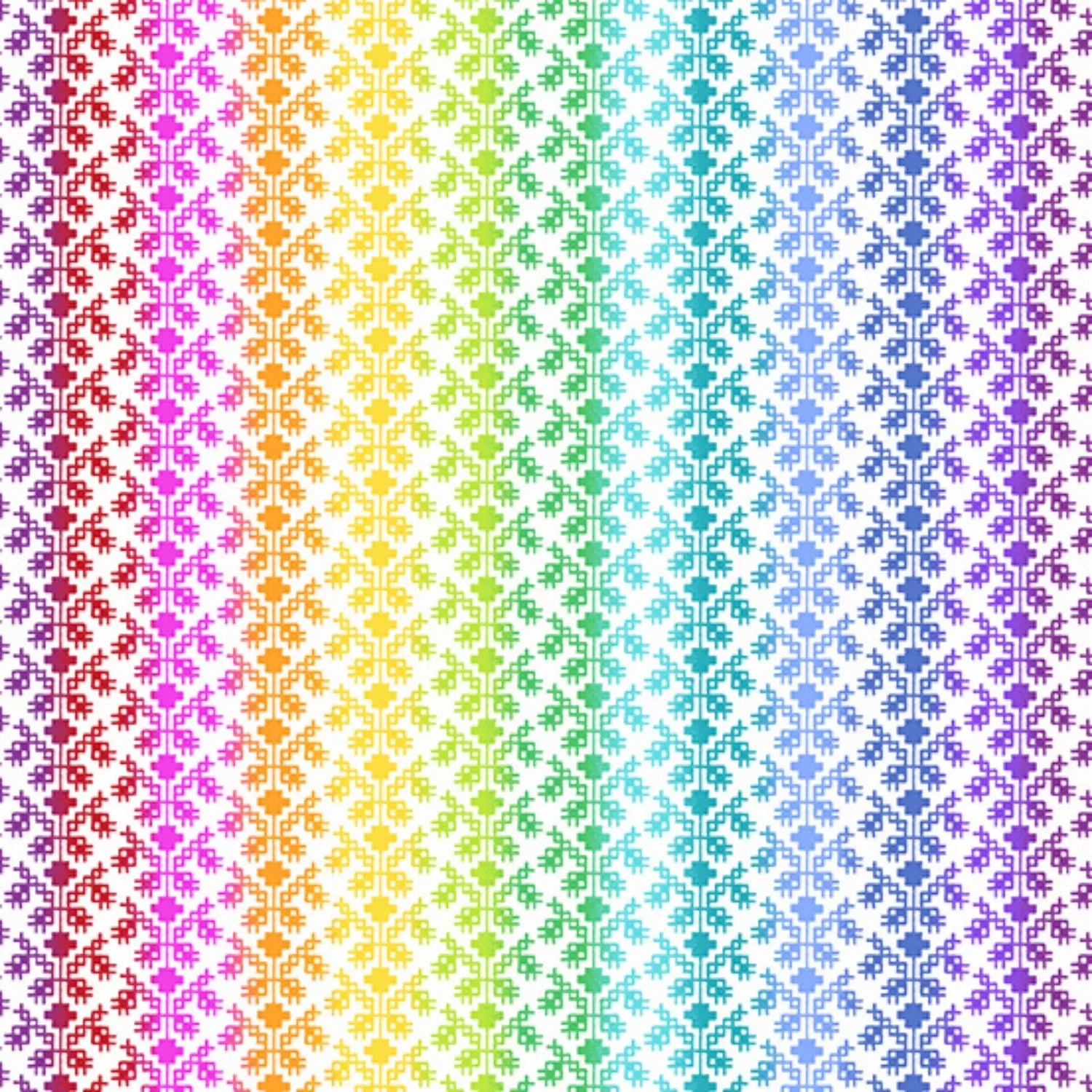 Colorful geometric pattern with a rainbow gradient on a white background