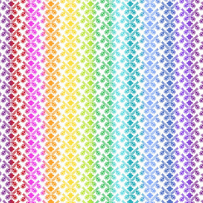 Colorful geometric pattern with a rainbow gradient on a white background
