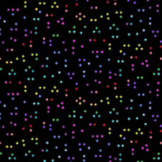 Rainbow Wonderland Tic Tac Toe in Black features tiny stylized rainbow hash marks on a black background.