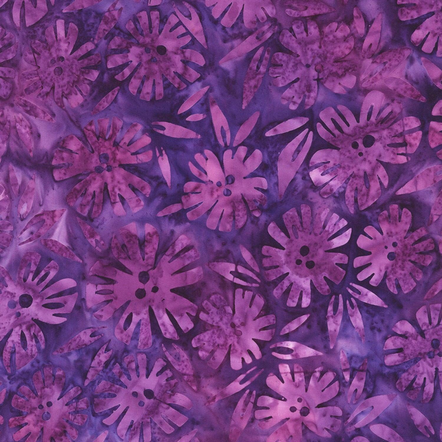 Kapua Flowers in Aubergine Artisan Batik - Mercury Craft Co.