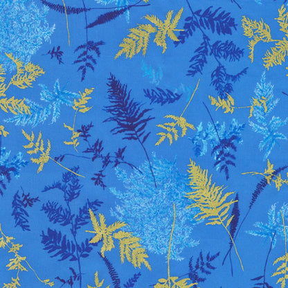 Blue and gold sprigs on a blue background